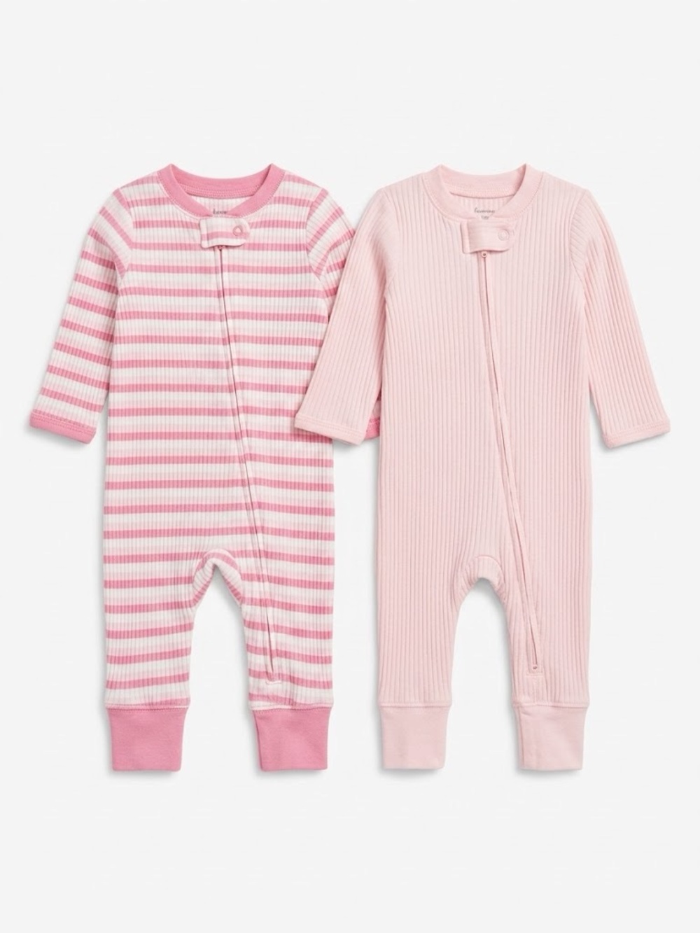 Two cloud island Pink Ribbed & Striped One-Piece Footies Set